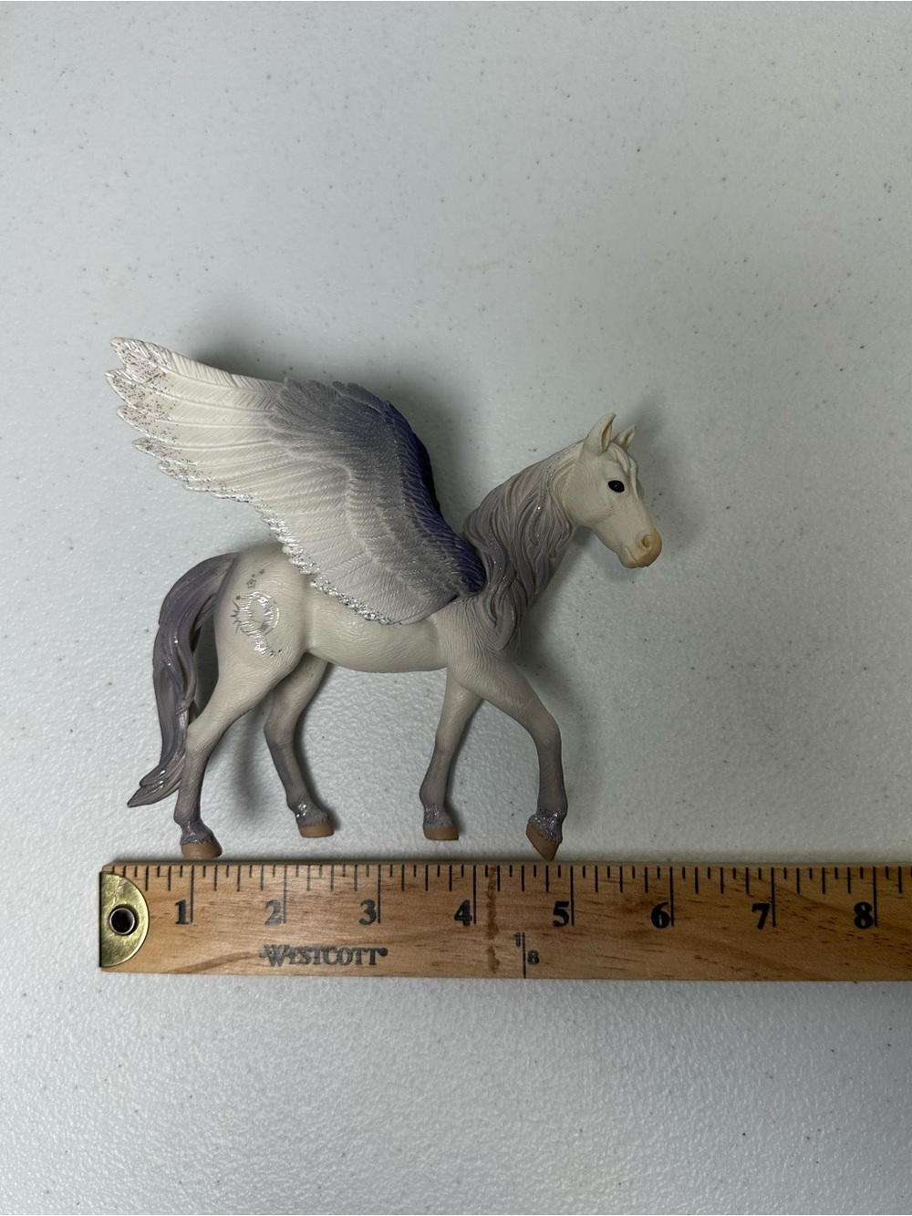 White and Gray Winged Pegasus Figure - Fantasy Play Toy - Picture 7 of 7